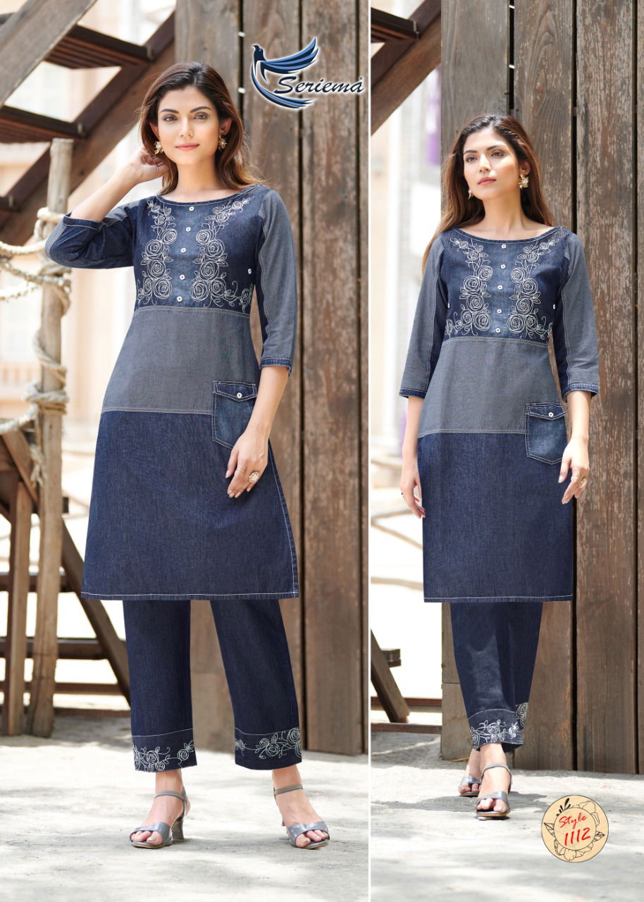 Seriema Kumb Westin Designer Denim Wholesale Party Wear Kurti Catalog
